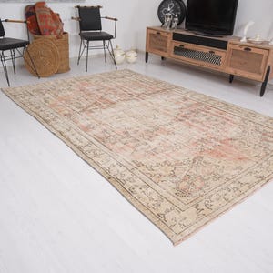 6x9 Rug, Handmade Turkish Rug, Vintage Rug 6x9, Muted Oushak Rug, Living Room Rug, Faded Rug, Antique Rug, Turkish Area Rug,6x9 Home Rug,914