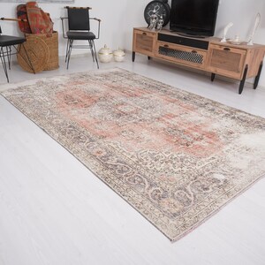 6x9 Rug, Handmade Turkish Rug, Vintage Rug 6x9, Muted Oushak Rug, Living Room Rug, Faded Rug, Antique Rug, Turkish Area Rug,6x9 Home Rug,478