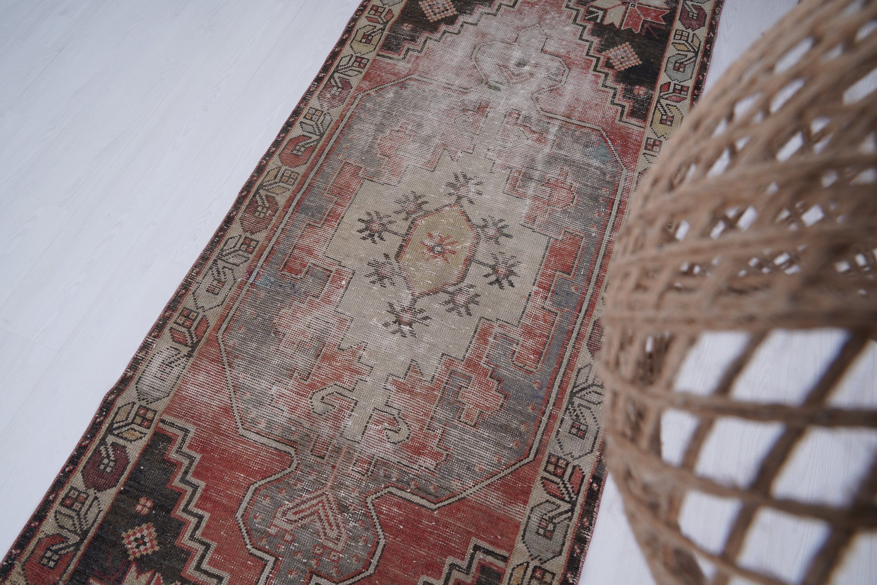 3x8 Runner, Turkish Runner Rug, Oushak Runner Rug, Vintage Runner, Antique Runner, Wool Runner Rug, Handmade Runner, 3x8 Hallway Rug, 37