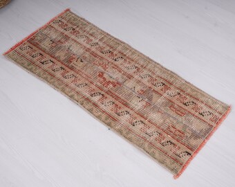 1x3 Teppich, Vintage Kleiner Teppich, kleiner türkischer Teppich, kleiner Oushak Teppich, Türmatte Teppich, Anatolischer Teppich, kleiner Teppich, Kleiner Teppich, Miniteppich 1x3, 294