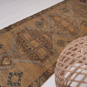 4x11 Runner, Vintage Runner Rug, Oushak Runner Rug, Turkish Rug, Vintage Rug Runner, Antique Rug, Home Decor Rug,Neutral Rug,Wool Runner,263