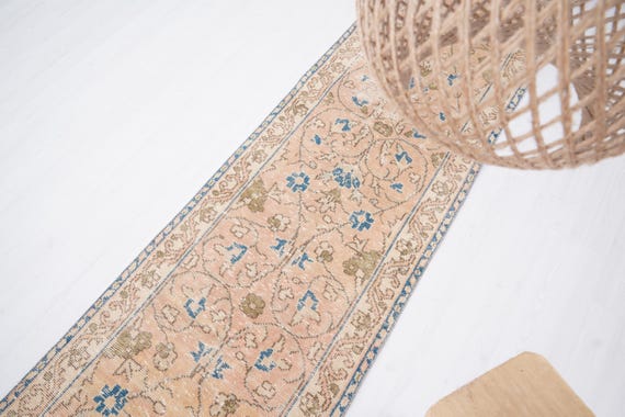 Turkish Runner Rug, Handmade Runner Rug, Oushak Runner 3x11, Vintage Rug Runner, Herki Runner, Wool Runner, Anatolian Rug, 3x11 Runner,06