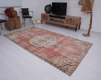 5x9 Rug, Handmade Turkish Rug, Vintage Rug 5x9, Muted Oushak Rug, Living Room Rug, Faded Rug, Antique Rug, Turkish Area Rug,5x9 Home Rug,627
