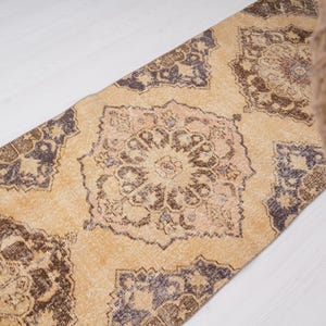 2x13 Runner, Long Oushak Runner, Turkish Runner 2x13,Vintage Runner Rug, Neutral Runner, Runner Rug, Organic Rug, Wool Rug, Faded Runner,156