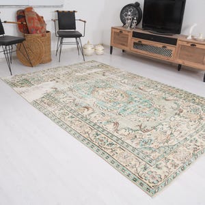 6x9 Rug, Handmade Turkish Rug, Vintage Rug 6x9, Muted Oushak Rug, Living Room Rug, Faded Rug, Antique Rug, Turkish Area Rug,6x9 Home Rug,449