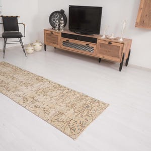 Tapis de couloir 2x7, Tapis de couloir Oushak, Tapis de couloir vintage, Tapis de couloir turc, Tapis de couloir long, Tapis de couloir d'entrée, Tapis de couloir neutre, Tapis de couloir ancien, Tapis de couloir délavé 2x7, 1443