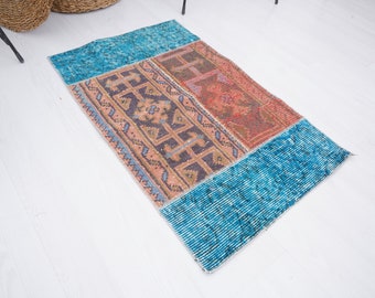 2x3 Rug, Small Turkish Rug, Small Oushak Rug, Vintage Small Rug, Soft Mini Rug, Door Mat Rug, Antique Rug, Small Rug, Handmade Rug 2x3, 286