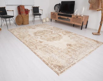 6x10 Rug, Muted Oushak Rug, Turkish Rug 6x10, Vintage Rug, Large Area Rug, Oversize Rug, Soft Rug,Vintage Area Rug,Anatolian Rug,Old Rug,583