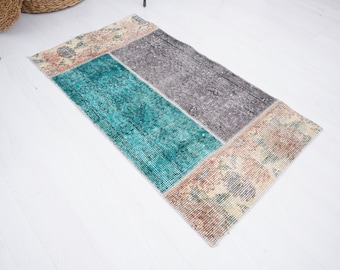 2x3 Rug, Small Turkish Rug, Small Oushak Rug, Vintage Small Rug, Soft Mini Rug, Door Mat Rug, Antique Rug, Small Rug, Handmade Rug 2x3, 264