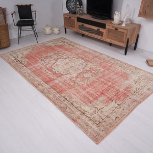 6x9 Rug, Handmade Turkish Rug, Vintage Rug 6x9, Muted Oushak Rug, Living Room Rug, Faded Rug, Antique Rug, Turkish Area Rug,6x9 Home Rug,69