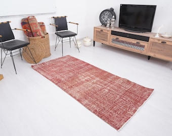 3x7 Runner Rug, Faded Rug Runner, Muted Oushak Rug, Turkish Rug 3x7, Vintage Rug, Antique Rug, Vintage Area Rug, Neutral Rug,Wool Runner,254