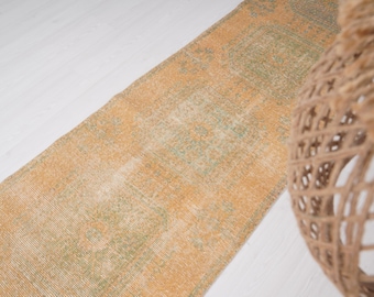 3x11 Runner, Muted Oushak Runner, Natural Rug, 3x11 Vintage Runner, Turkish Runner Rug,Oushak Rug 3x11,Muted Runner,Faded Rug,Pastel Rug,377
