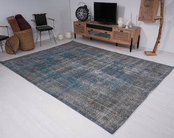 7x10 Rug, Vintage Rug, Turkish Rug, Oushak Rug, Large Vintage Rug, Oversize Rug, Handmade Area Rug, Natural Rug, Muted Rug 7x10, 696