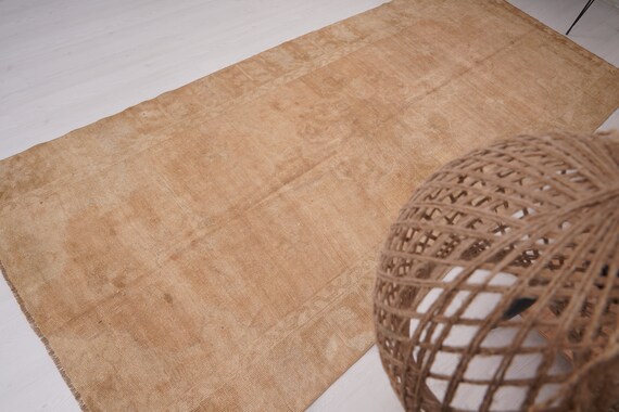 Vintage Runner Rug 4x10, Long Turkish Runner Rug, Faded Oushak Rug Runner, Hallway Runner Rug, 4x10 Runner Rug, Antique Rug,Natural Rug,242