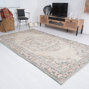 6x10 Rug, Handmade Turkish Rug, Vintage Rug 6x10, Oversize Oushak Rug, Turkish Large Rug, Muted Area Rug, Faded Rug,Antique Rug,6x10 Rug,350