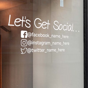 Social Media Tag Vinyl Decal: Business Window Door Sticker