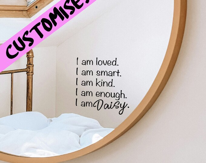 thumbnail interactive-video image 1 of Affirmation Mirror Stickers - You Are Kind Smart Beautiful Enough Vinyl Decals 1 of 11