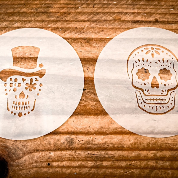 Sugar Skull Coffee Stencil | Cappuccino Duster | Day of the Dead | Skull Stencil | Cake Stencil | Choice of 2 designs