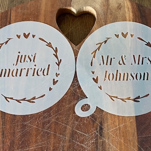 Personalised Wedding Coffee Stencil | Cake Stencil | Wedding Reception | set of 2