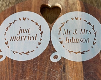 Personalised Wedding Coffee Stencil | Cake Stencil | Wedding Reception | set of 2