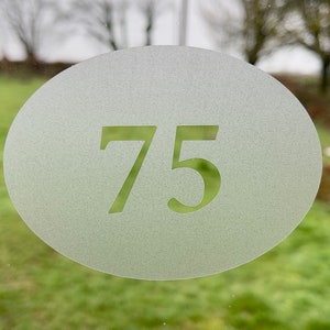 Etch Effect House Number Vinyl | Etched Glass | Customisable | House Number | House Sign | Choice of Shapes & Sizes