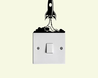 Space Rocket Light Switch Sticker Decal | Boys Room | Girls Room | Choice of Colours | Wall Decal Nursery Decal Spaceman Cosmonaut Astronaut