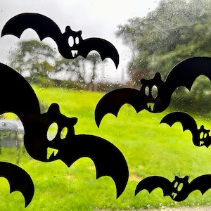 Halloween Window Sticker Set - Static Cling - Re-usable - Bat Stickers - Pumpkin Stickers - Trick or Treat Decals