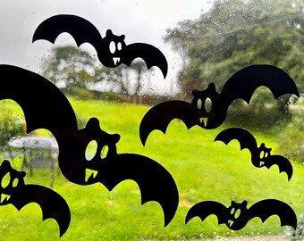 Halloween Window Sticker Set - Static Cling - Re-usable - Bat Stickers - Pumpkin Stickers - Trick or Treat Decals