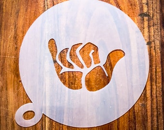 Shaka Coffee Stencil | Cappuccino Duster | Hang Loose | Surfer Stencil | cafe | Re-usable