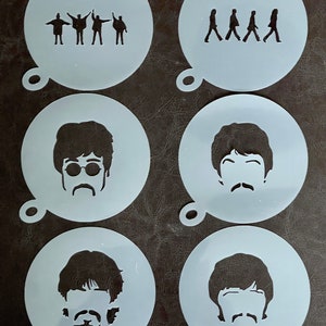 Beatles Coffee Stencil, Fab Four Cappuccino, Duster, Liverpool, Cake Stencil | Choice of 6 designs | Gift Envelope