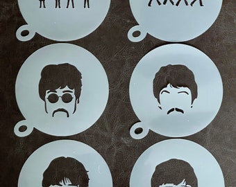 Beatles Coffee Stencil, Fab Four Cappuccino, Duster, Liverpool, Cake Stencil | Choice of 6 designs | Gift Envelope