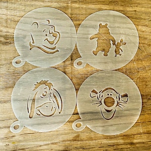 Winnie the Pooh Coffee Stencils | Piglet | Tigger | Eeyore | Cappuccino, Coffee Duster, choice of 4 designs