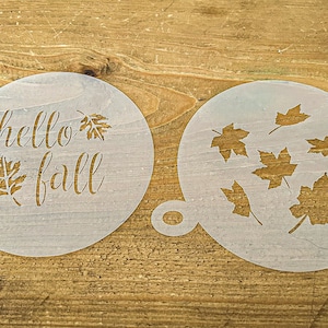 Autumn Fall Coffee Stencils, Hello Fall, Maple Leaves Cappuccino, Coffee Duster, Stencil choice of 2 designs