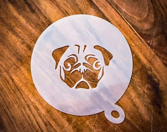 Pug Dog Coffee Stencil | Cappuccino Duster | Pug Life | Dog Stencil | cafe | Re-usable