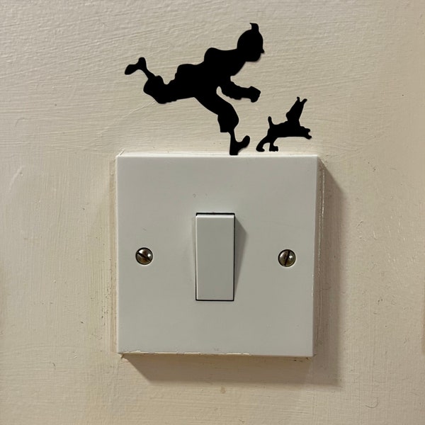 Tintin and Snowy Light Switch Sticker/Decal | Boys Room |Girls Room |Choice of Colours | Wall Decal Nursery Decal