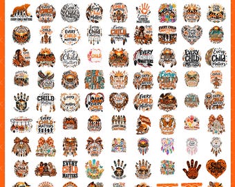 80+ Every Child Matters Bundle PNG: Indigenous Girl, Feathers, Drum, Moccasins (Digital Download)
