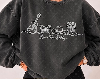Love Like Do.lly PNG, Do.lly Memorial Tribute, Country Music Legend PNG, Western Cowgirl Shirt Sublimation Design, Minimalist Line Art