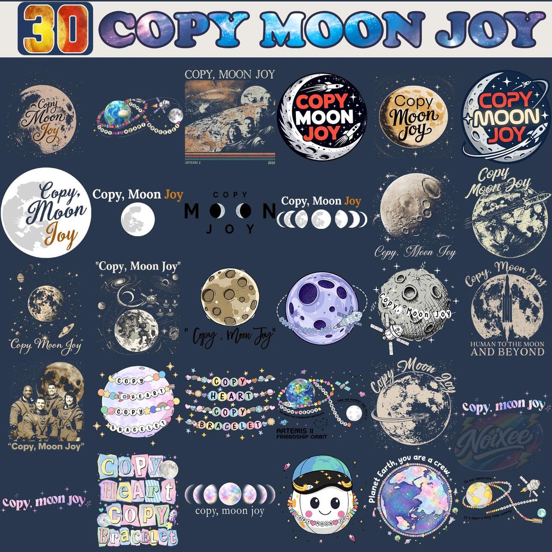 Copy Moon Joy PNG Bundle, Artemis II Moon Mission Designs, Space Crew ...