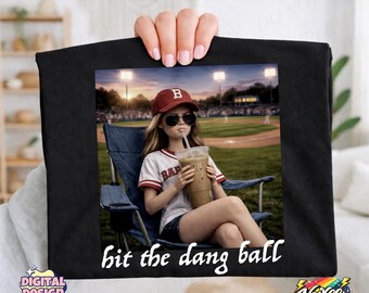 Hit The Dang Ball PNG, Funny Baseball Mom Design, Pink Aesthetic Game Day Shirt, Retro Sports Quote, Sublimation Download