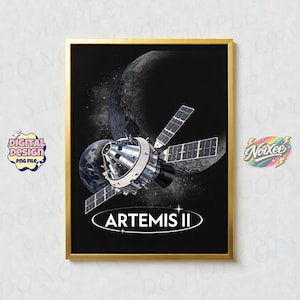 Artemis II 2026 Rocket Launch PNG, NASA Moon Mission Space Design, Astronaut Lunar Clipart, Sublimation Download