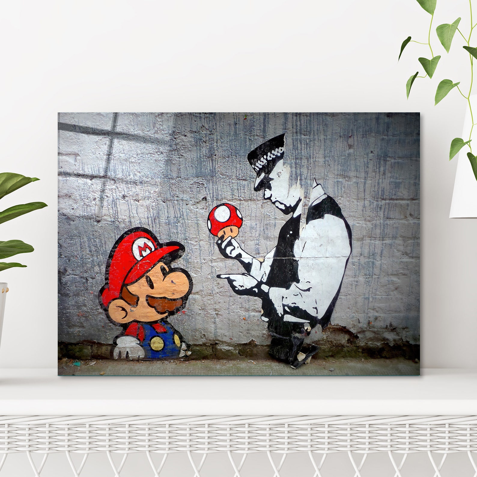 Banksy Mario Canvas Banksy Super Mario Tempered Glass Etsy