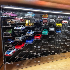 1/64 Diecast display for Hot Wheels, Matchbox, Greenlight, Autoworld, Ignition model available to customize with LED lightning kit