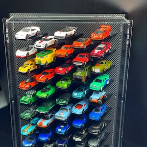 1/64 Diecast display for Hot Wheels, Matchbox, Greenlight, Autoworld, Ignition model available to customize