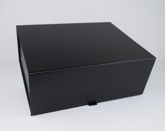 Black Magnetic Gift Box, New Home Gift Box, Memory Box, Corporate Gift Box, Customizable, Luxurious, 11x8.75x4.37 in, Black, White
