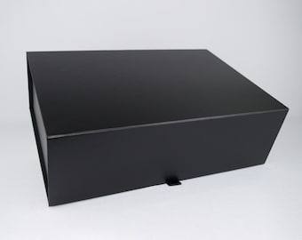 Set of 15 Large Magnetic Closure Gift Boxes, Business Gifts, Wholesale Price, Customizable, Satin Ribbon, 14x9.5x4.5in, Black, White