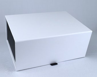 Logo Gift Box, Magnetic Closure, Best Friend Gift Box, Engagement Gift Box, Memory Box, Customizable, Luxurious, 9.25x6.75x4 in, Black,White