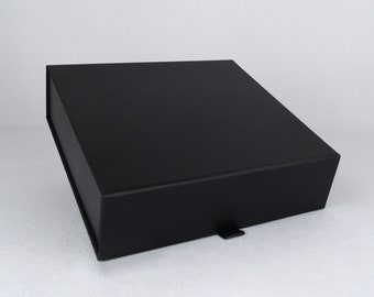 Square Gift Box, Magnetic Closure, Best Friend Gift Box, Realtor Gift Box, Memory Box, Customizable, Luxurious, 8.75x8.75x2.5", Black, White