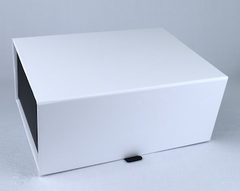 20 Magnetic Gift Boxes, Luxurious, Corporate Gift Box, Keepsake Box, Business Gifts, Customizable Logo, 9.25x6.75x4 in, Black, White