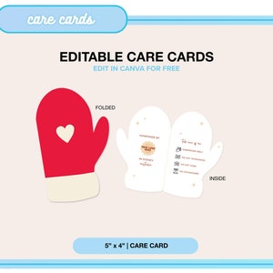 Carte d’entretien modifiable MITTENS, Instructions d’entretien du gobelet, Sublimation Care PNG, Imprimer et couper les instructions d’entretien, Fichier imprimable