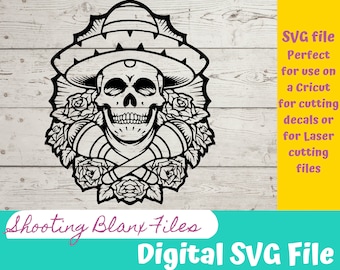 Sugar Skull Sombrero SVG File: Cinco de Mayo, Cricut, Glowforge (Digital Download)